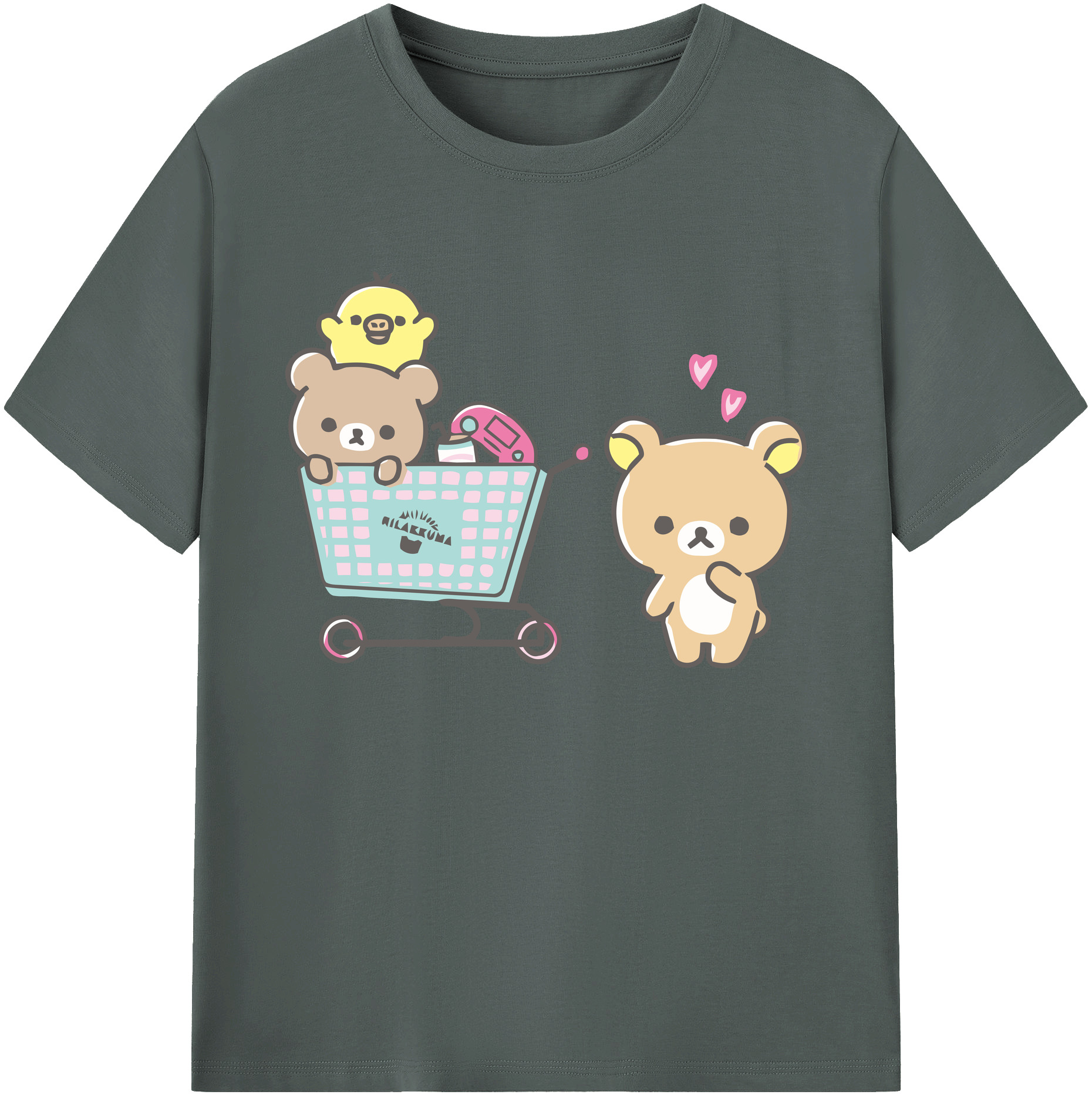 （画像用） リラックマ リラックマ キイロイトリ Rilakkuma Korilakkuma Kiiroitori 綿100％ メンズ半袖Tシャツ｜肌触りやわらか＆通気性